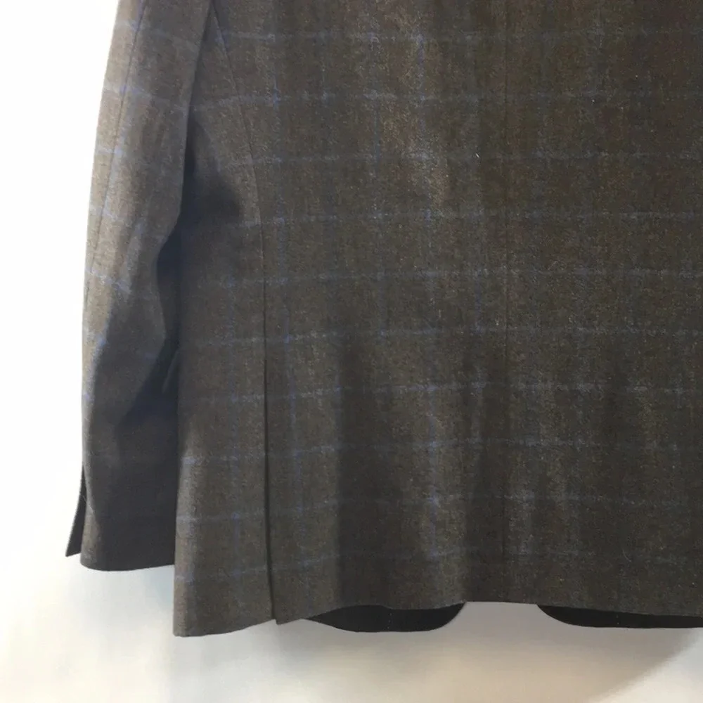 Tommy Hilfiger Brown Blue Check Sport Coat‎ Wool Blazer Mens 44 Two Button Front